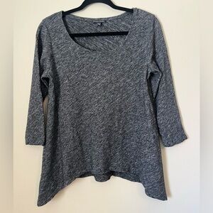 Eileen Fisher Asymmetrical Grey Sweater Top 3/4 Sleeve Size S